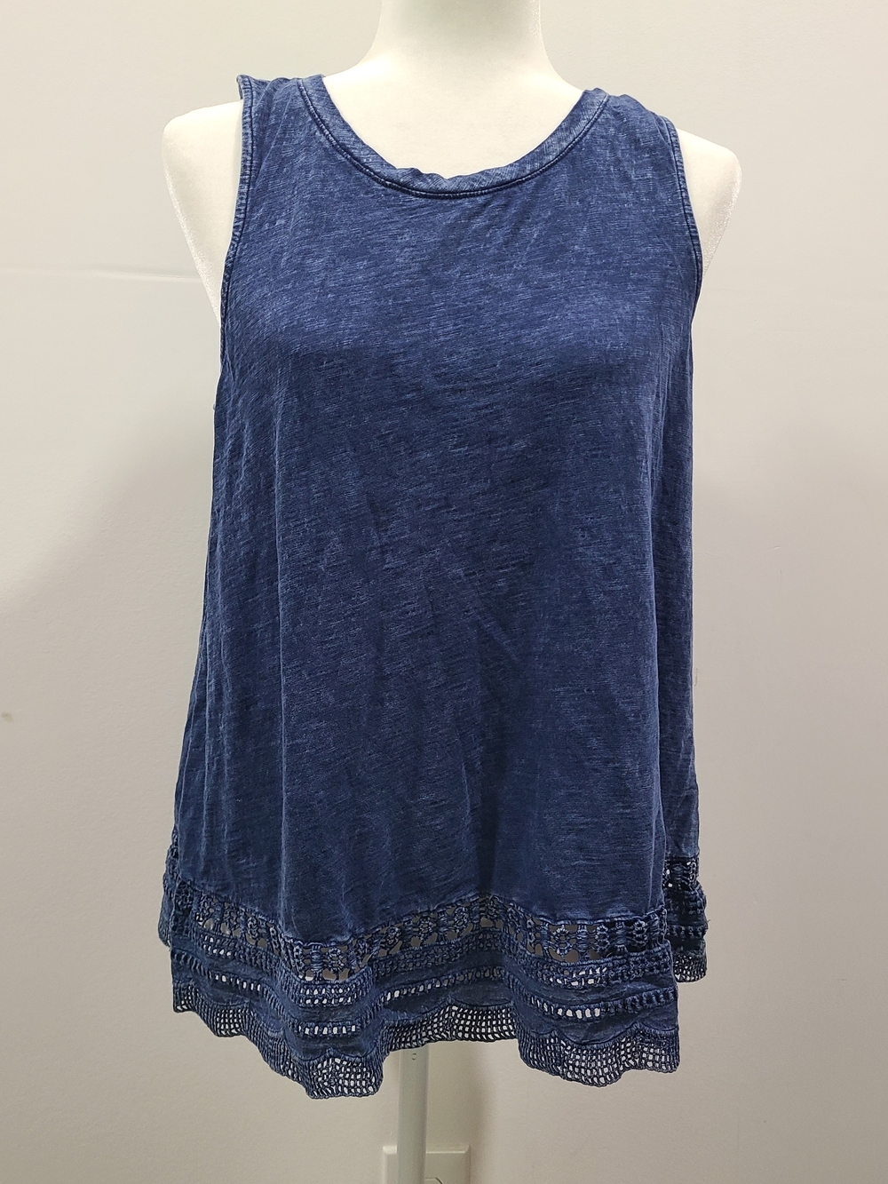 Altar'd State Navy Blue Crochet-Hem Tank Top
